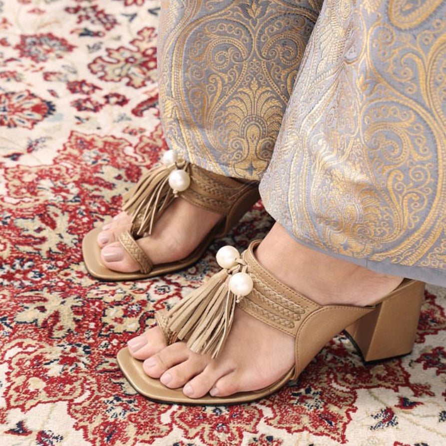 Grace Gold Kohlapuri Wedge Heel
