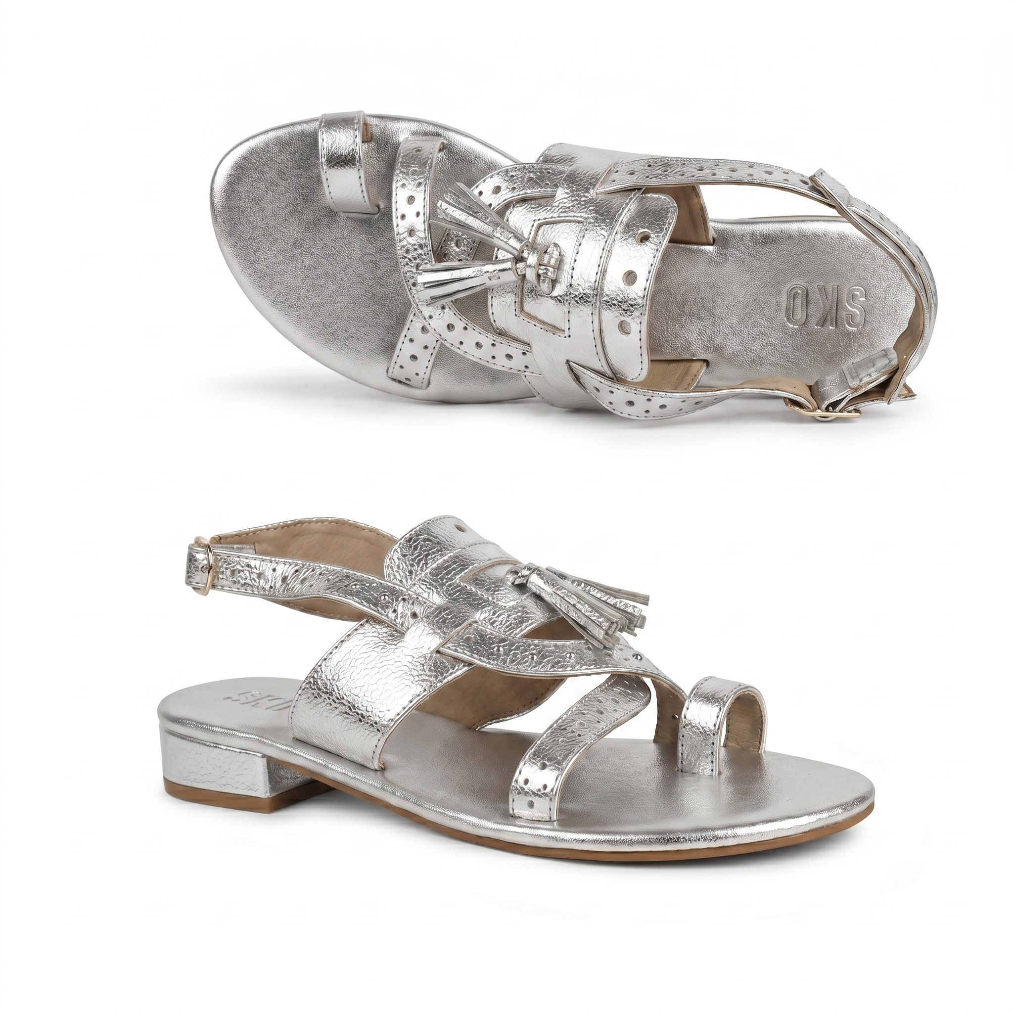 KalamataX Silver Heels For Women
