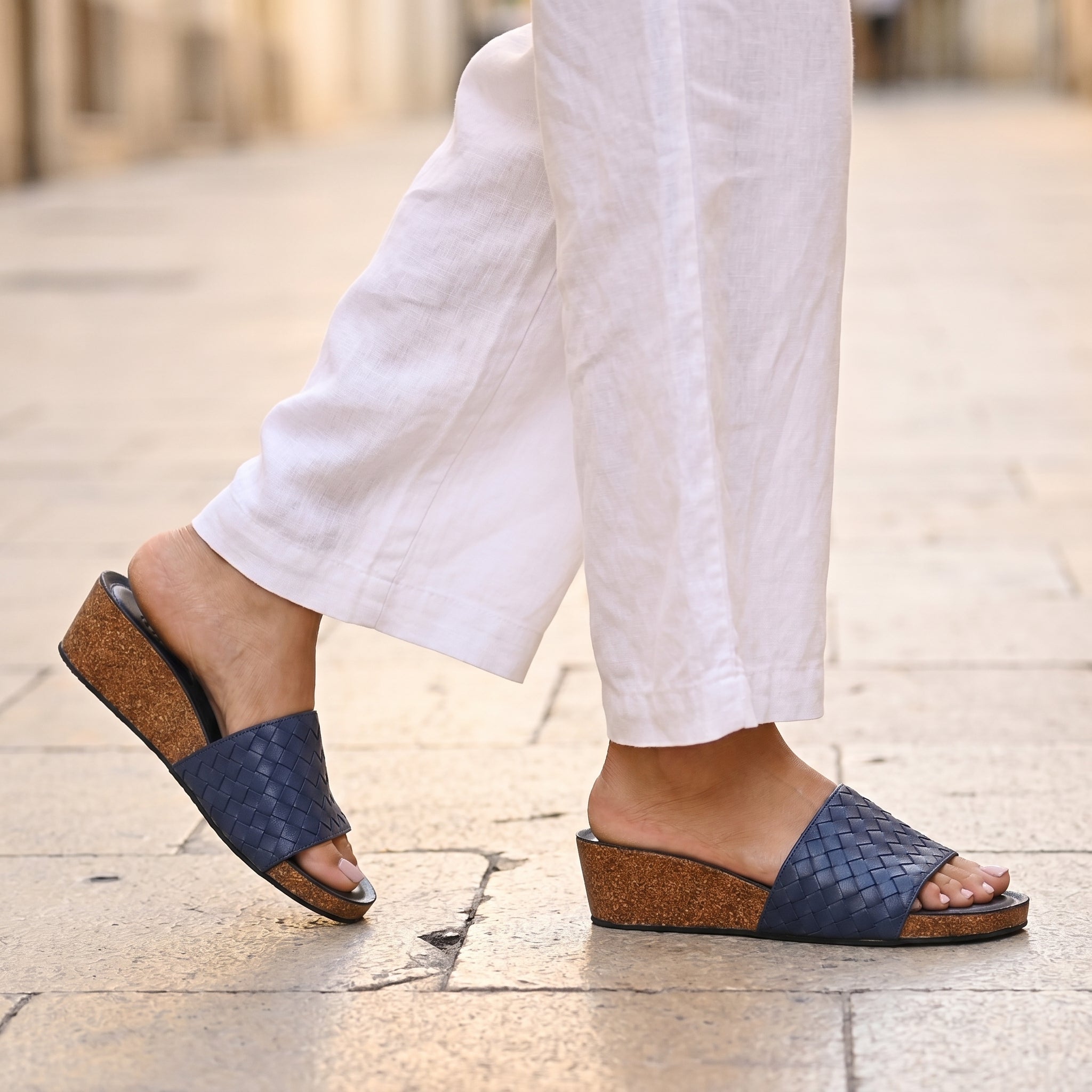 Murcia Cork Wedges in Blue for Women