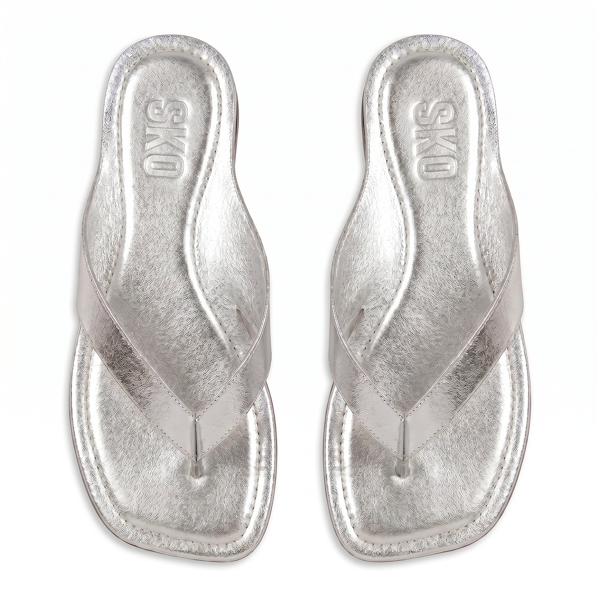 Nelly Silver Flat Sandals For Women