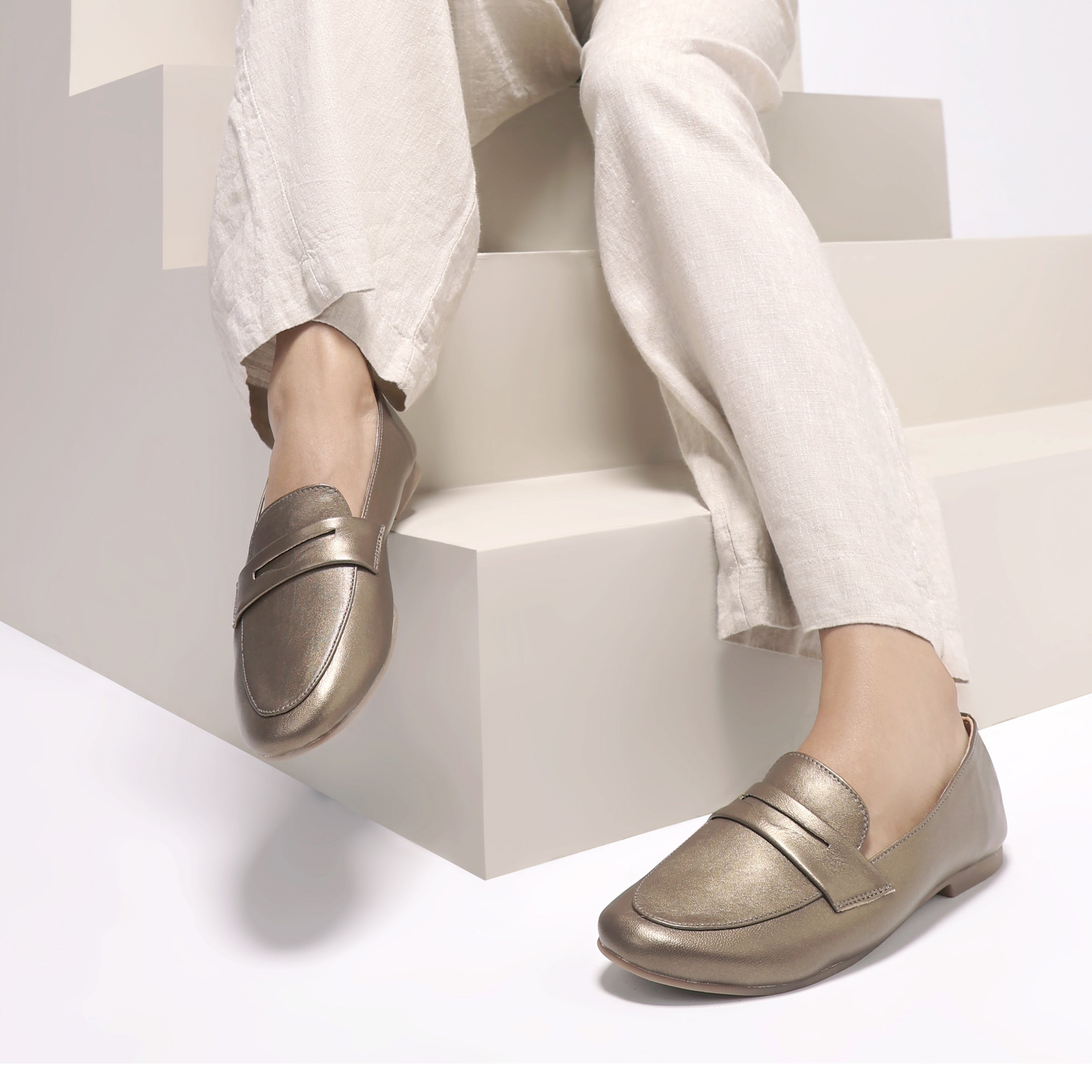 Kate Dark Bronze Loafers For Women