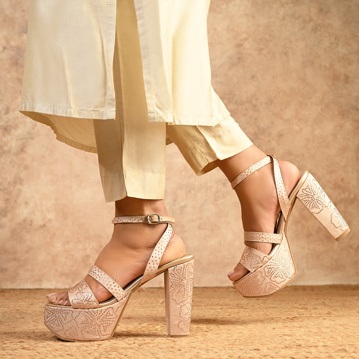 TulipX Rose Gold Platforms For Women - Main Image