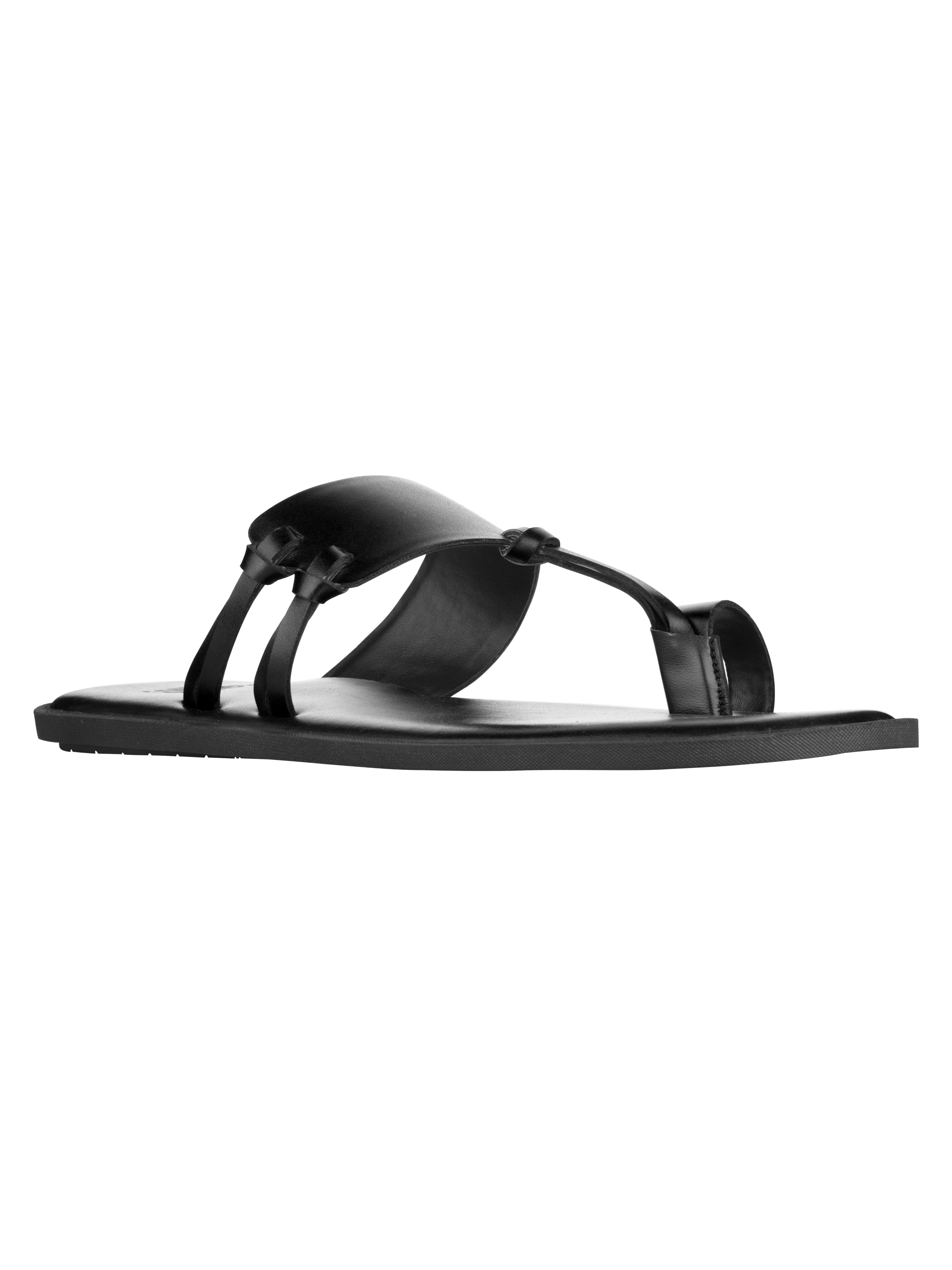 Indy Kolhapuri Slippers For Men in Black