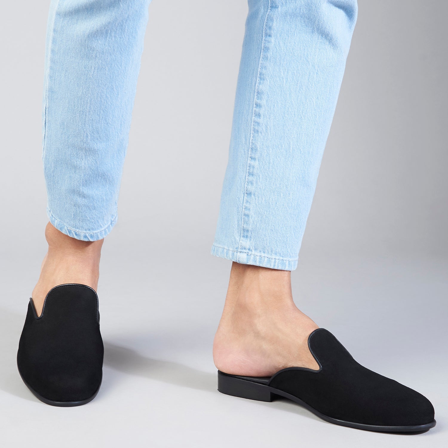 Henry Suede Mules in Black
