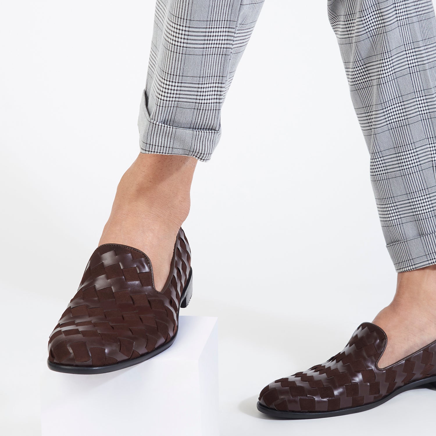 Alfie Brown Weave Loafers For Men
