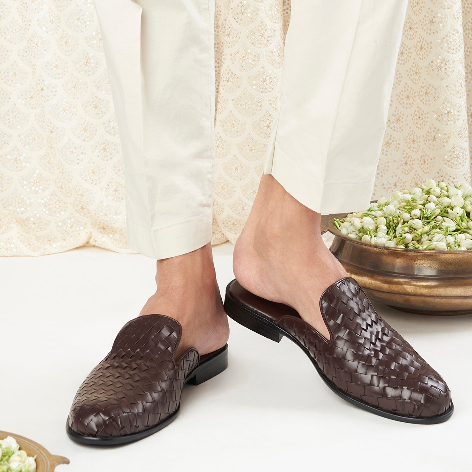 David Weave Mules For Men in Brown