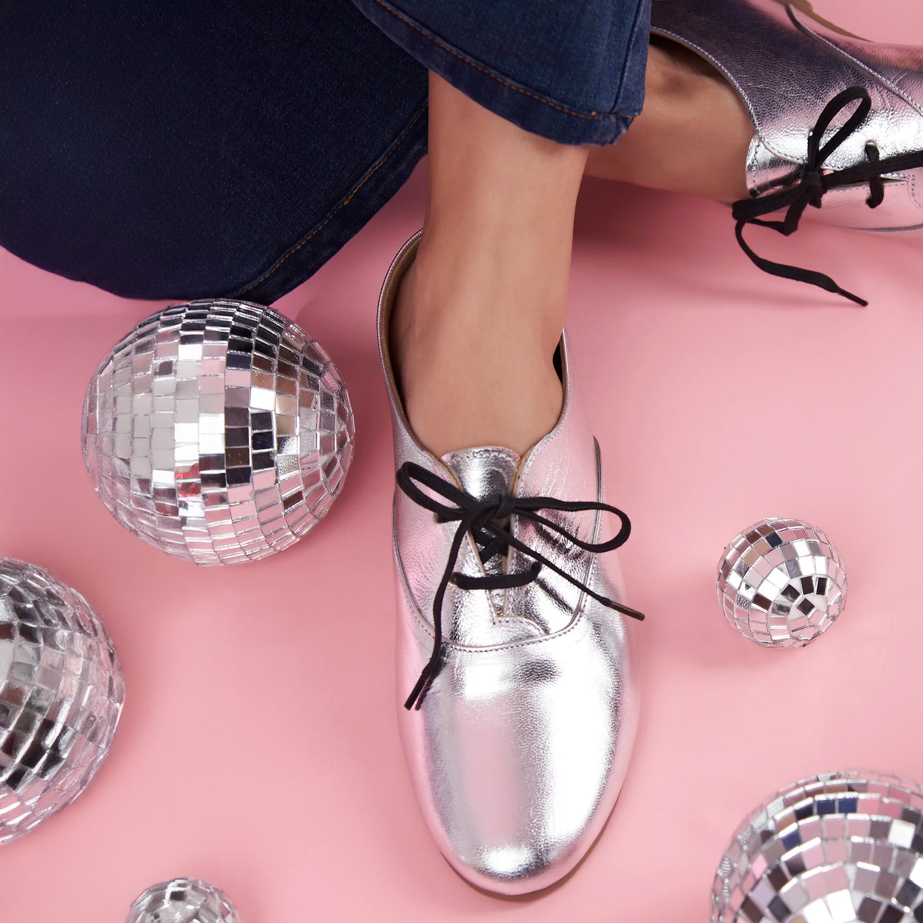 Freya Silver Derby Shoes For Women