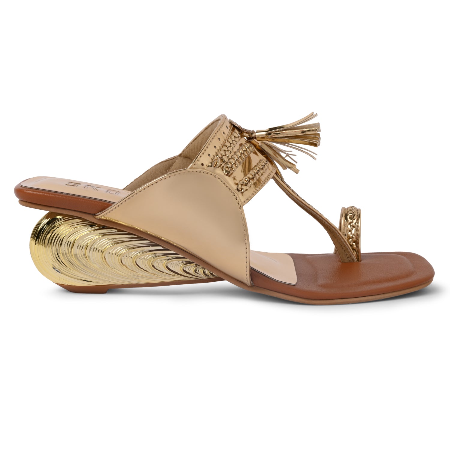 Metallic Gold Kolhapuris Heels for Women