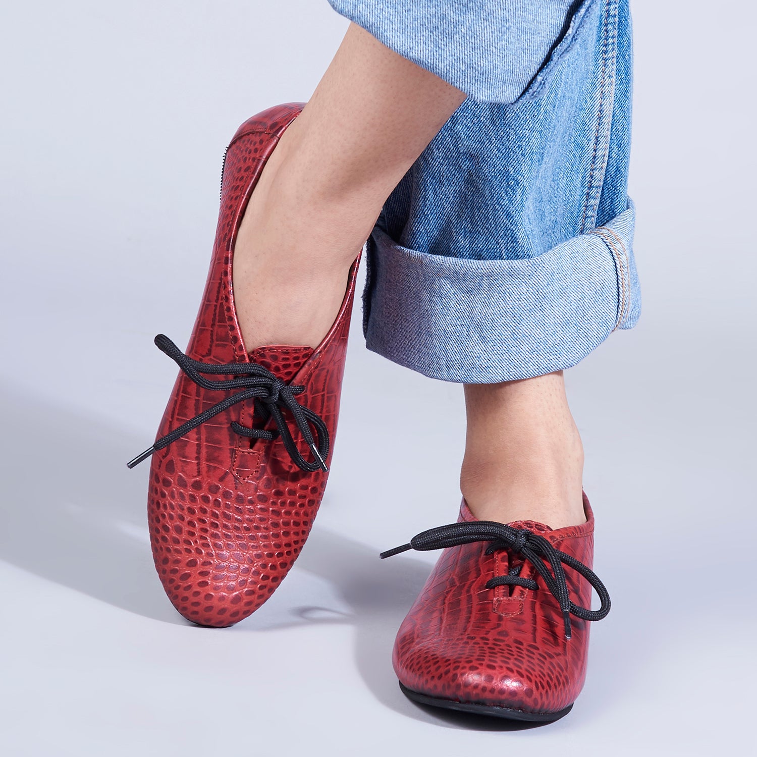 Freya in Red Derby Shoes With For Women