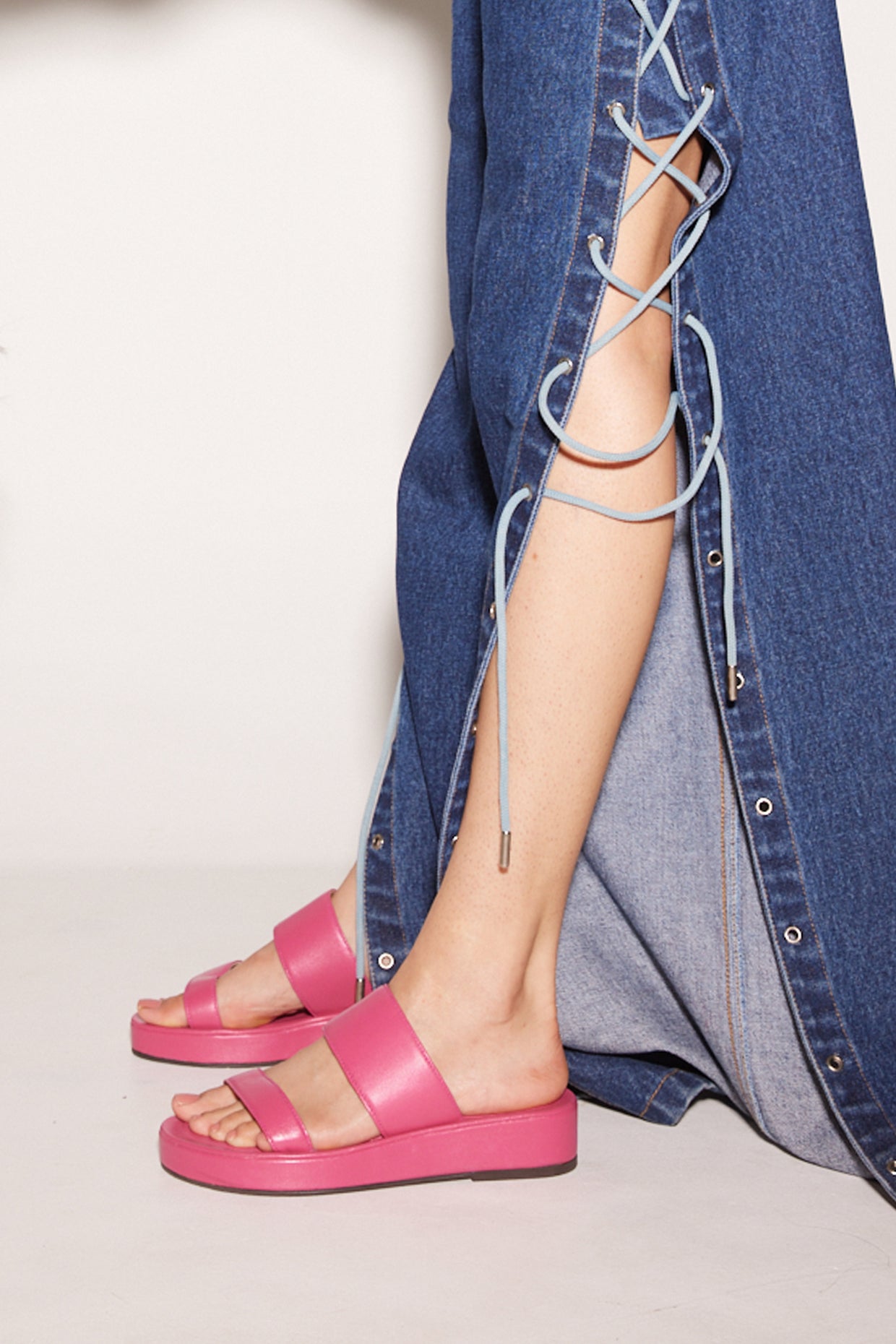 Fuschia Pink Two Strap Flatform