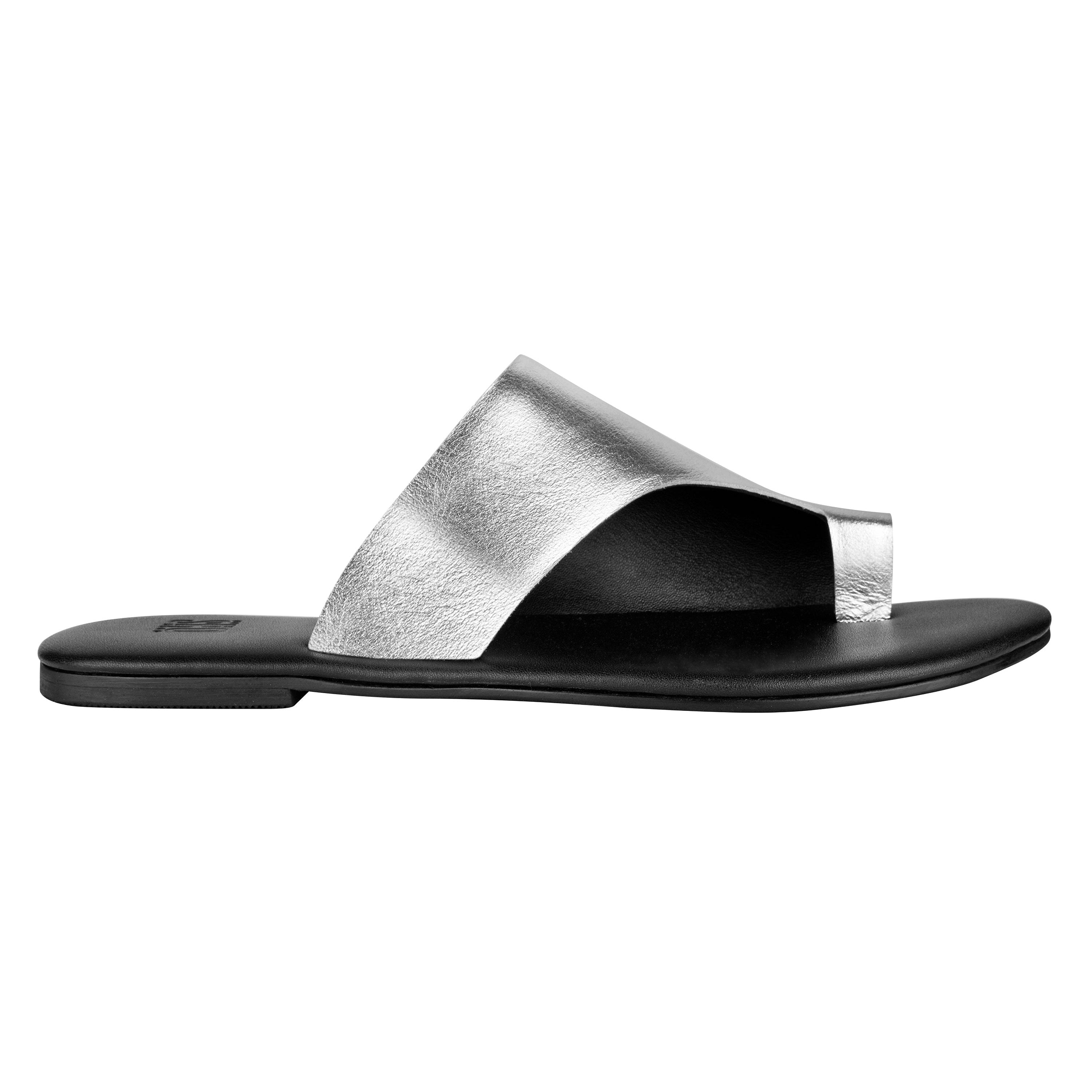 Amalfi Silver Flat Sandals For Women