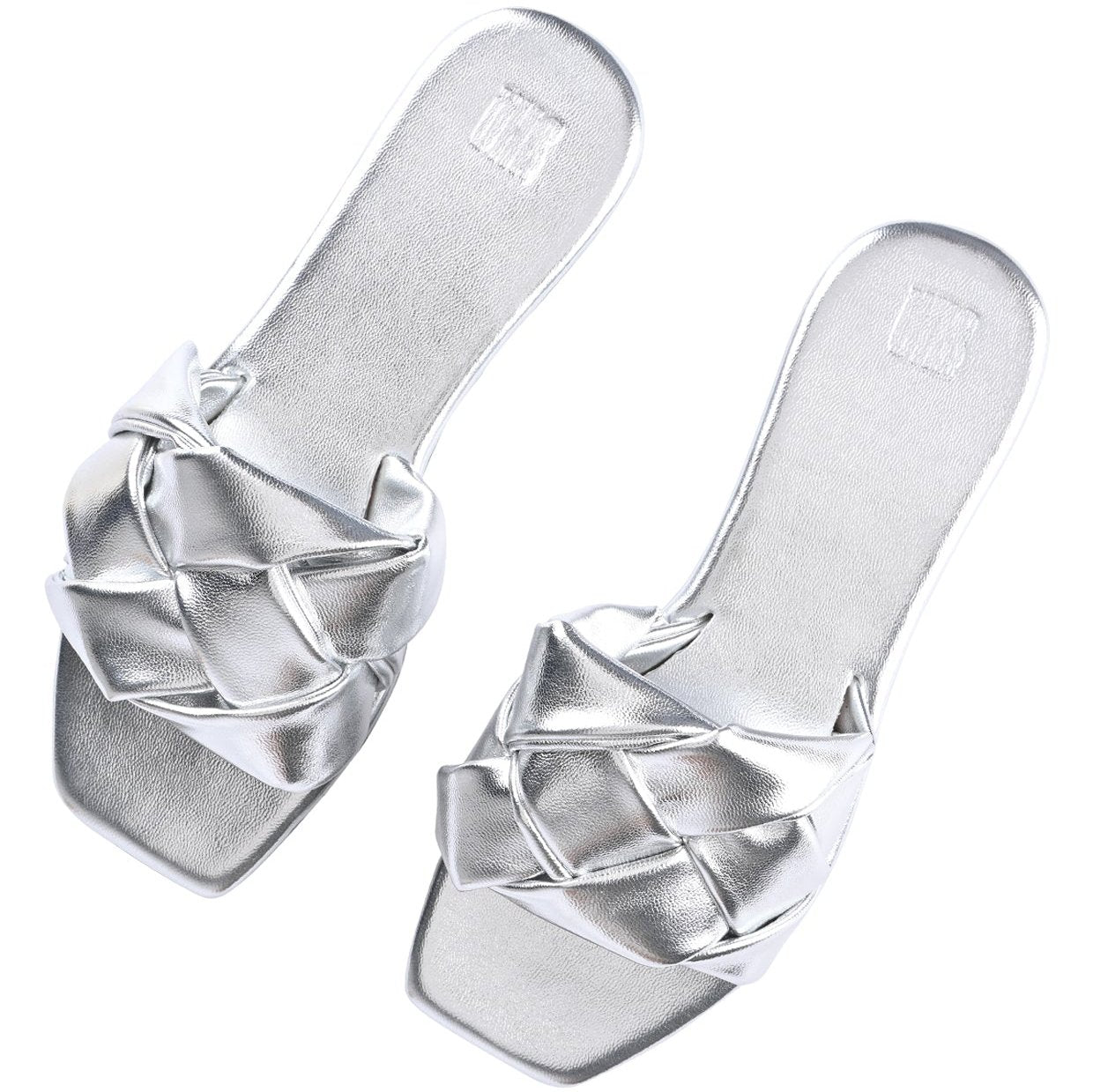 Messina Silver Flat Sandals For Women