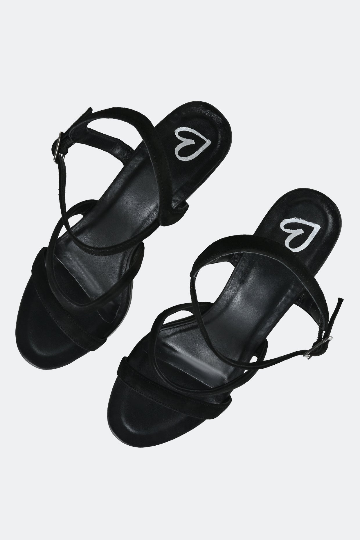 Black Two Strap Platform Heels For Women