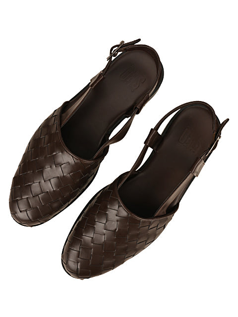 Brown Weave Peshawari Sandals For Men
