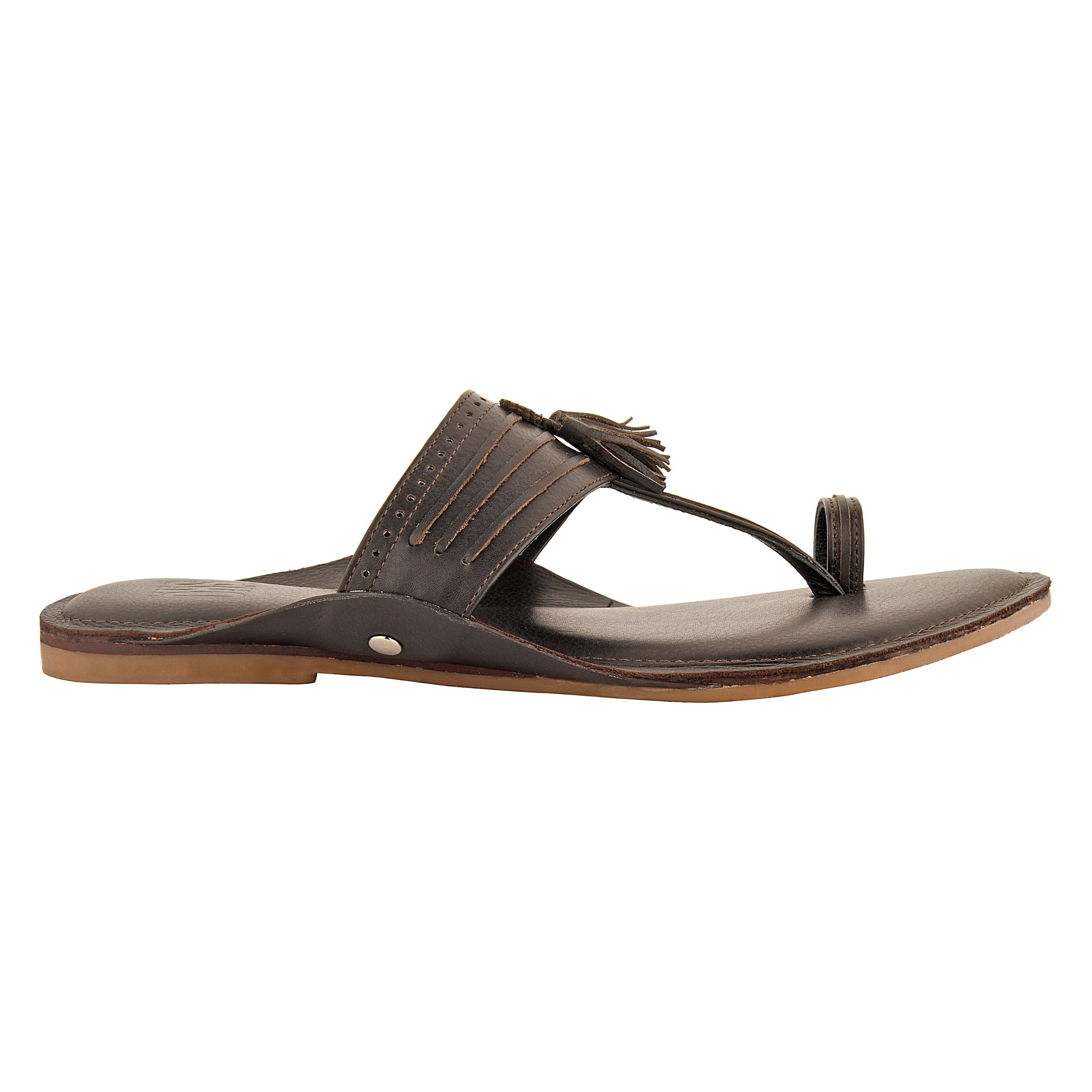 Brown Leather Kolhapuri Slippers For Men