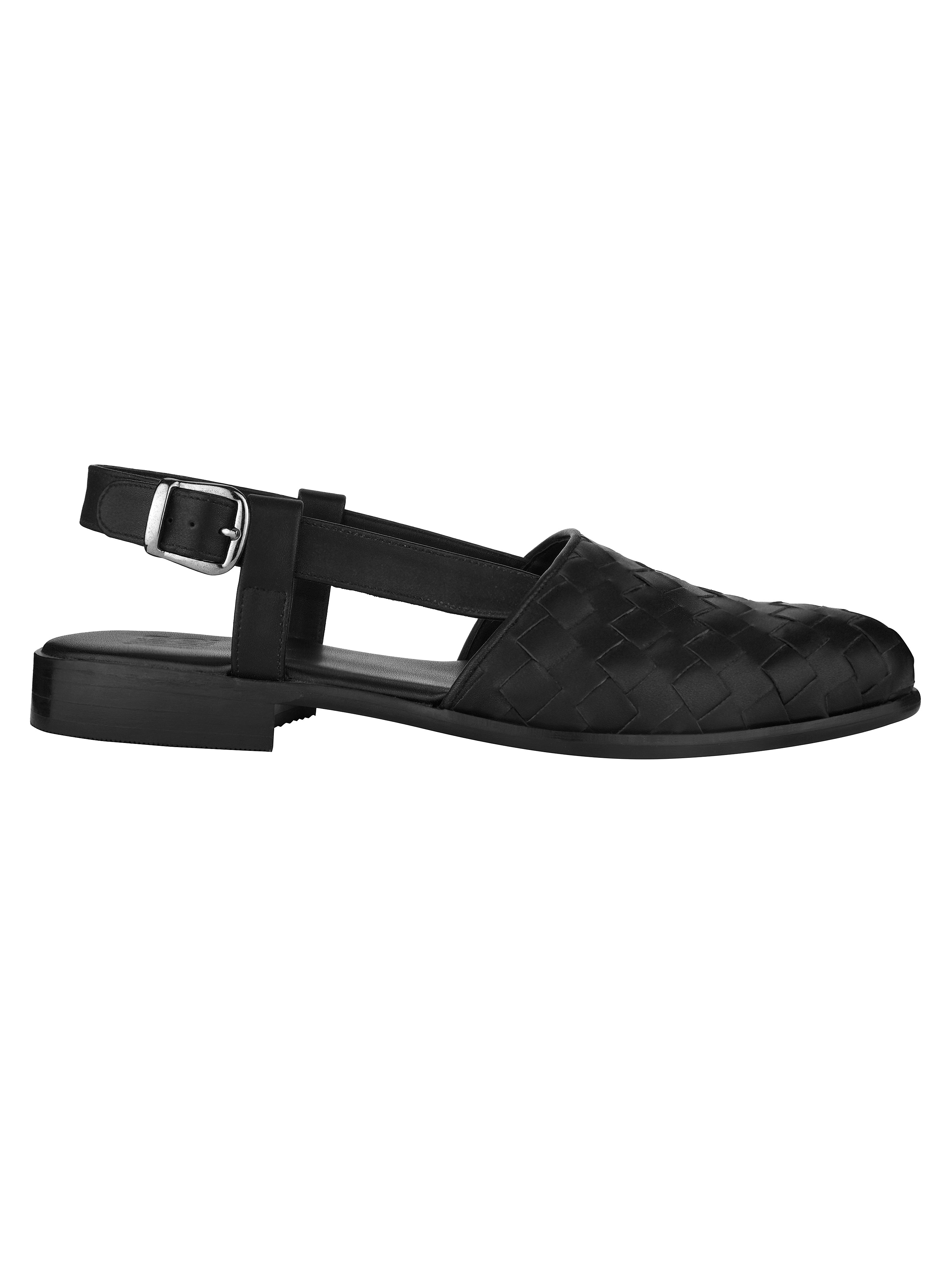 Black Weave Peshawari Sandals For Men