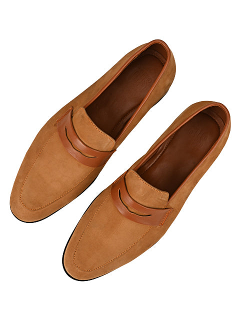 Hugo Tan Suede Loafers For Men