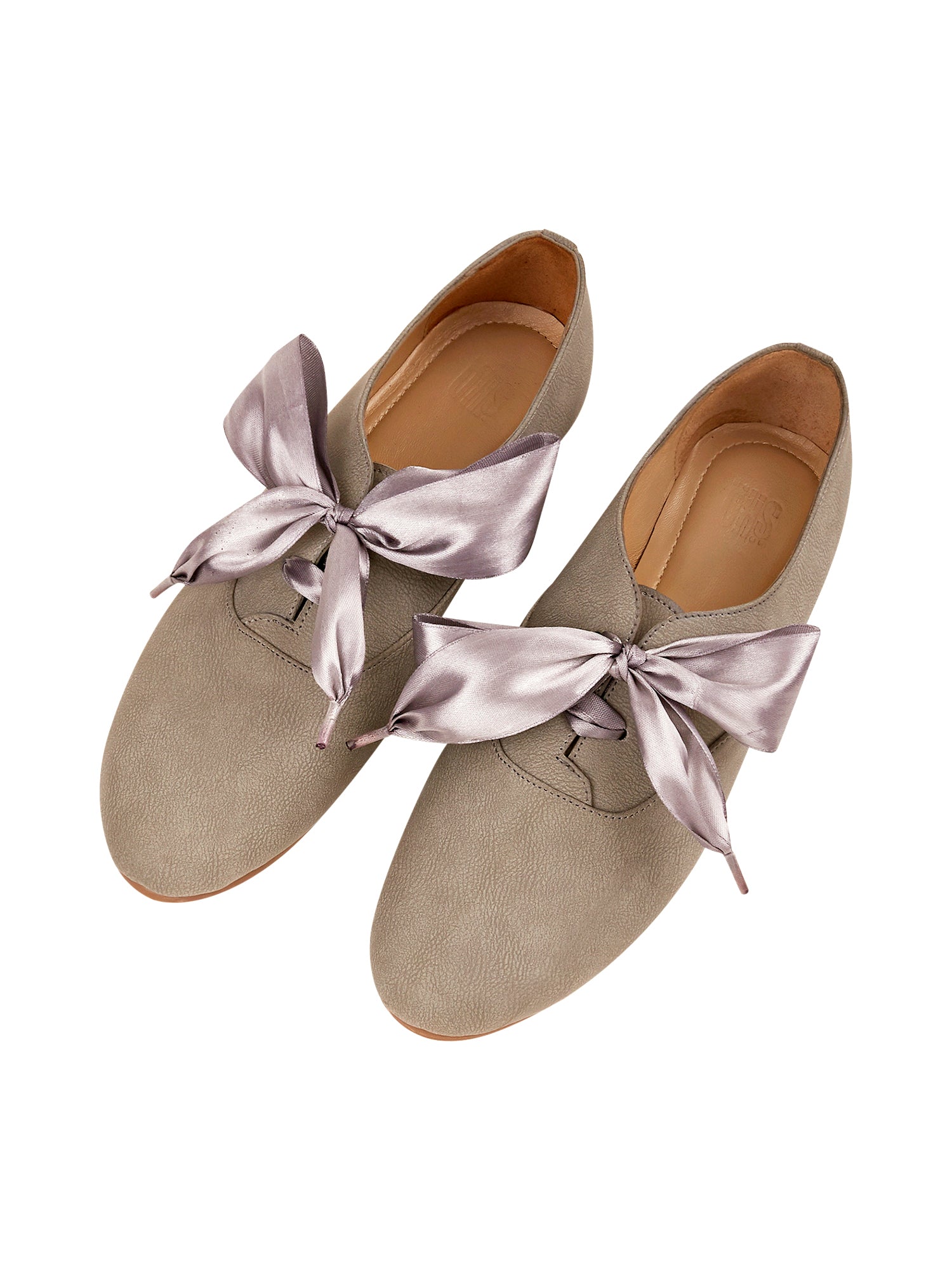 Freya Grey Derby Shoes With Bow Laces For Women