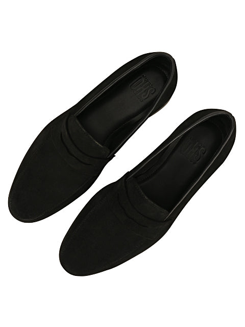 Hugo Black Suede Loafers For Men