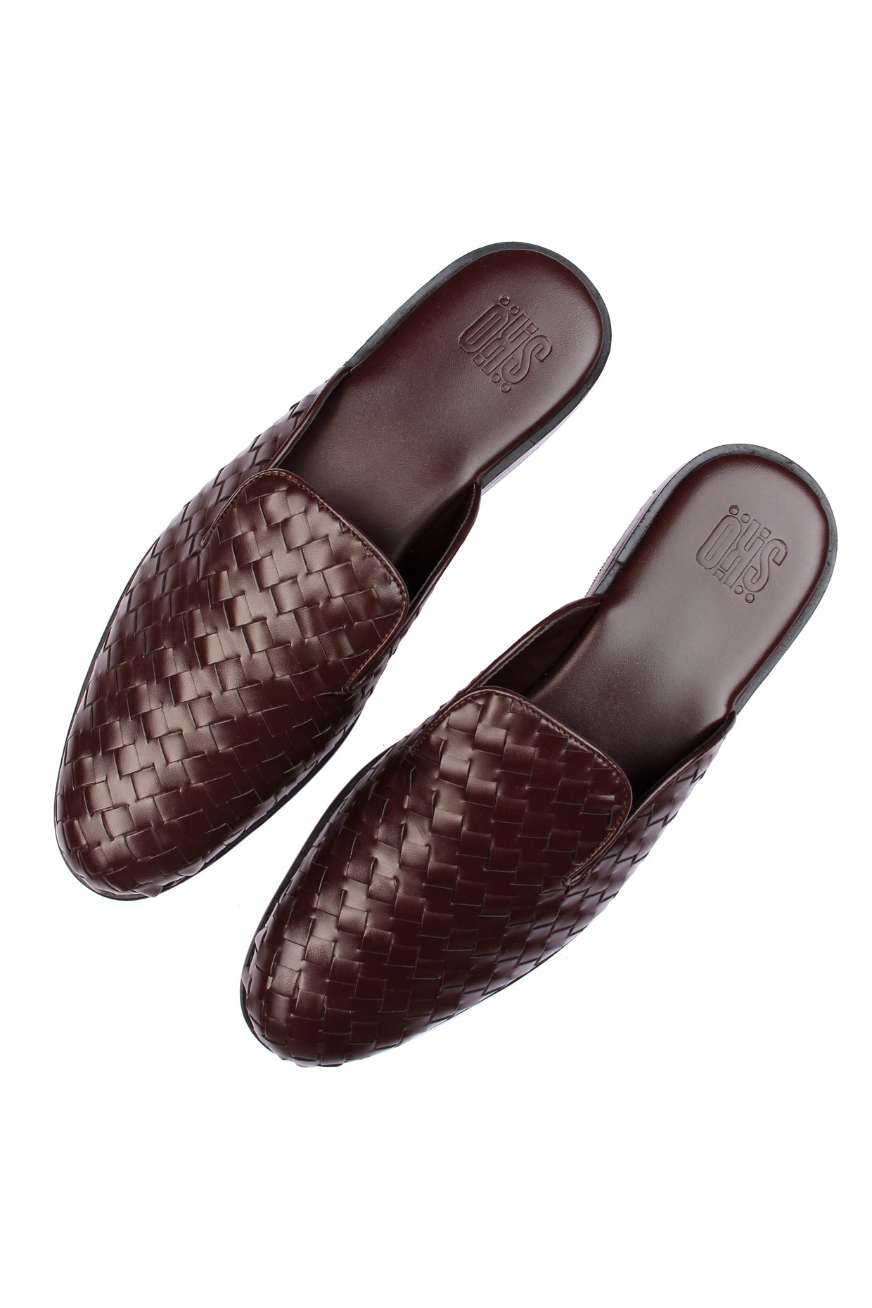 David Brown Weave Mules For Men