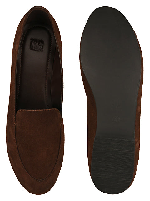 Olivia Brown Suede Loafers For Women