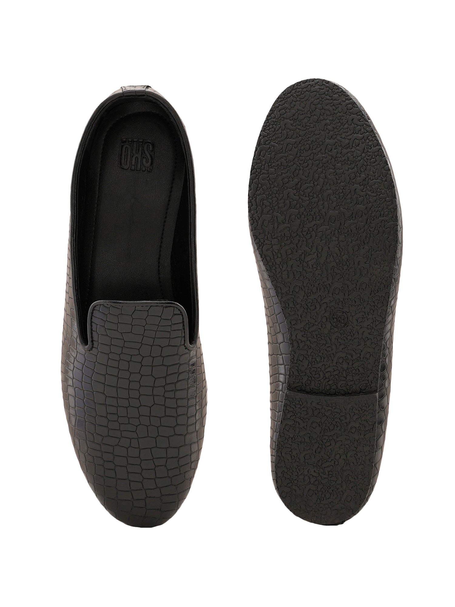 Madison Black Croc Loafers For Women