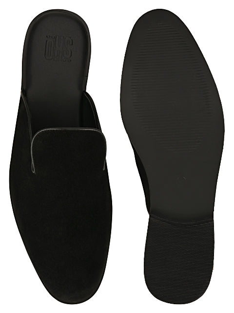 Henry in Black Suede Mules For Men
