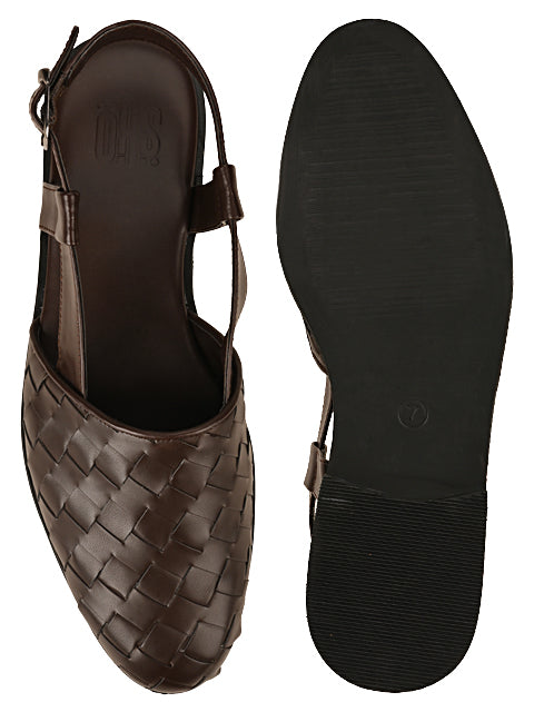 Brown Weave Peshawari Sandals For Men