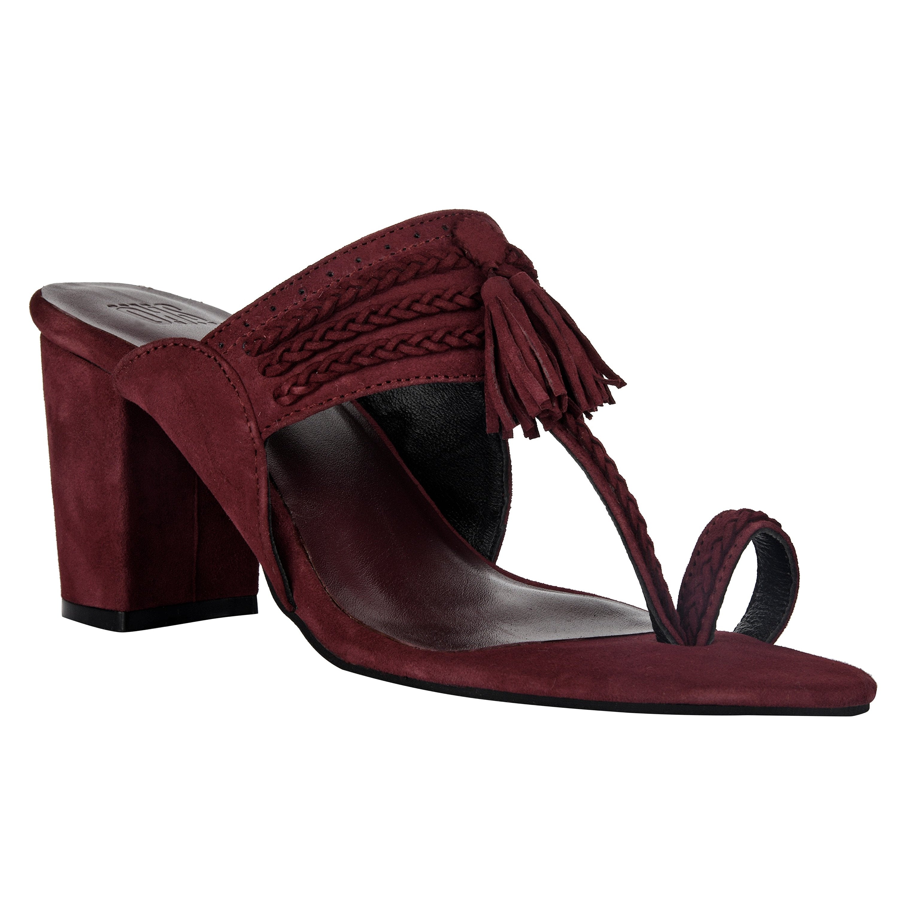Maroon Kolhapuri Block Heels For Women
