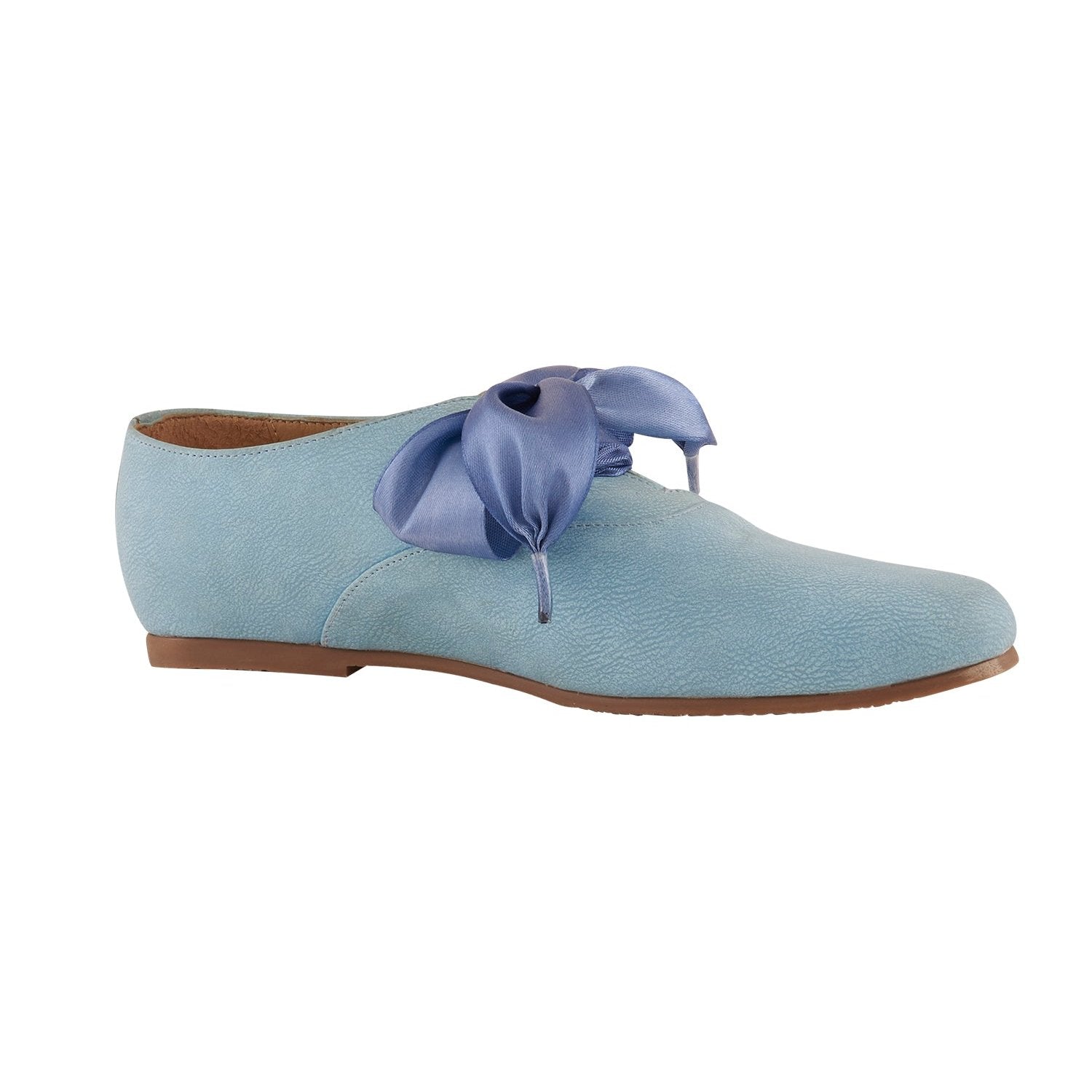 Freya Blue Derby Shoes With Bow Laces For Women