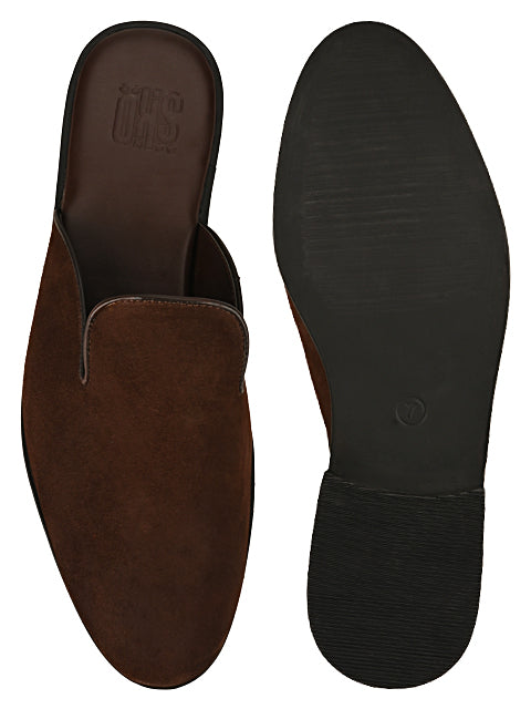 Henry in Brown Suede Mules For Men