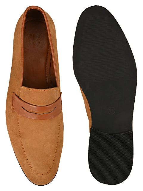 Hugo Tan Suede Loafers For Men