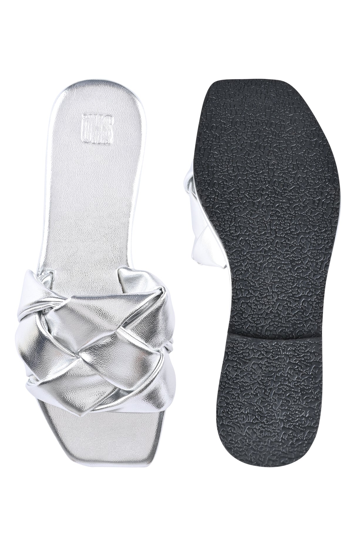 Messina Silver Flat Sandals For Women