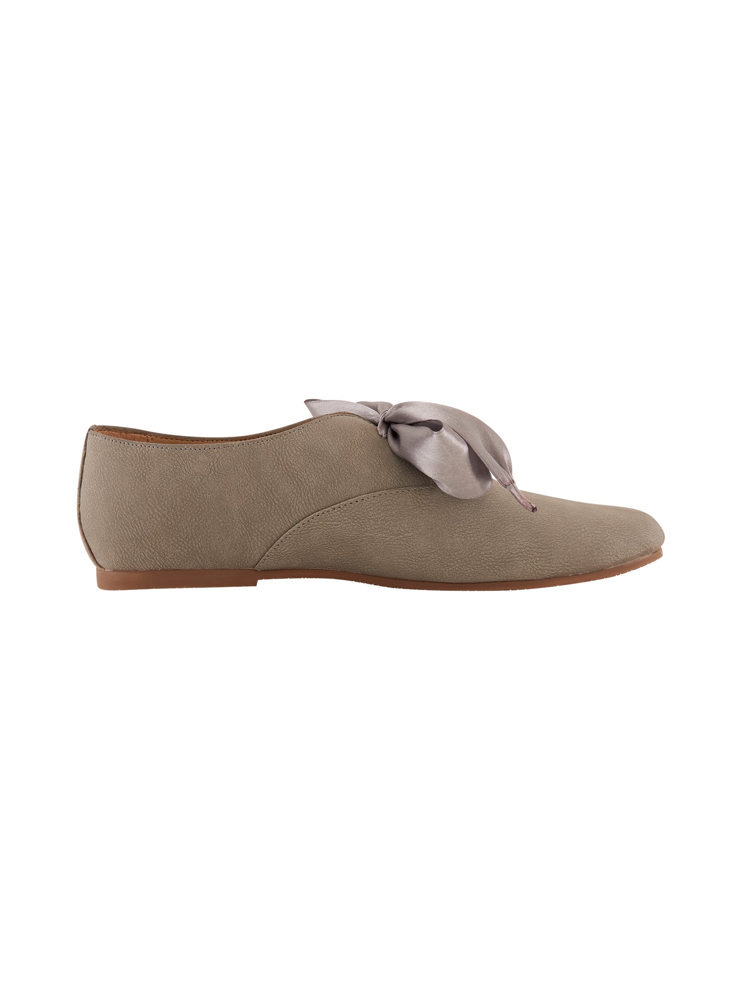 Freya Grey Derby Shoes With Bow Laces For Women