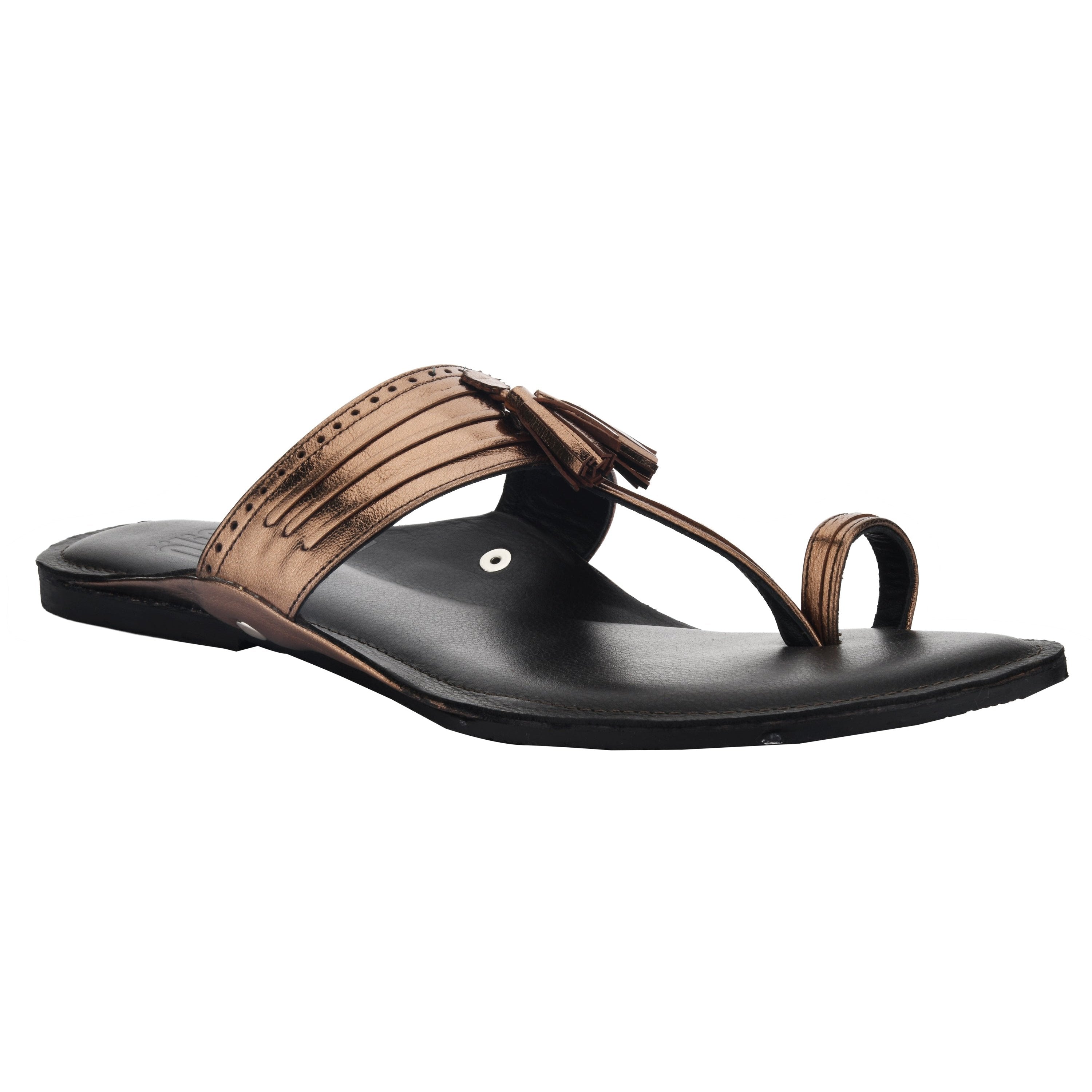 Bronze Kolhapuri Flats Sandals For Women