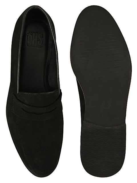 Hugo Black Suede Loafers For Men