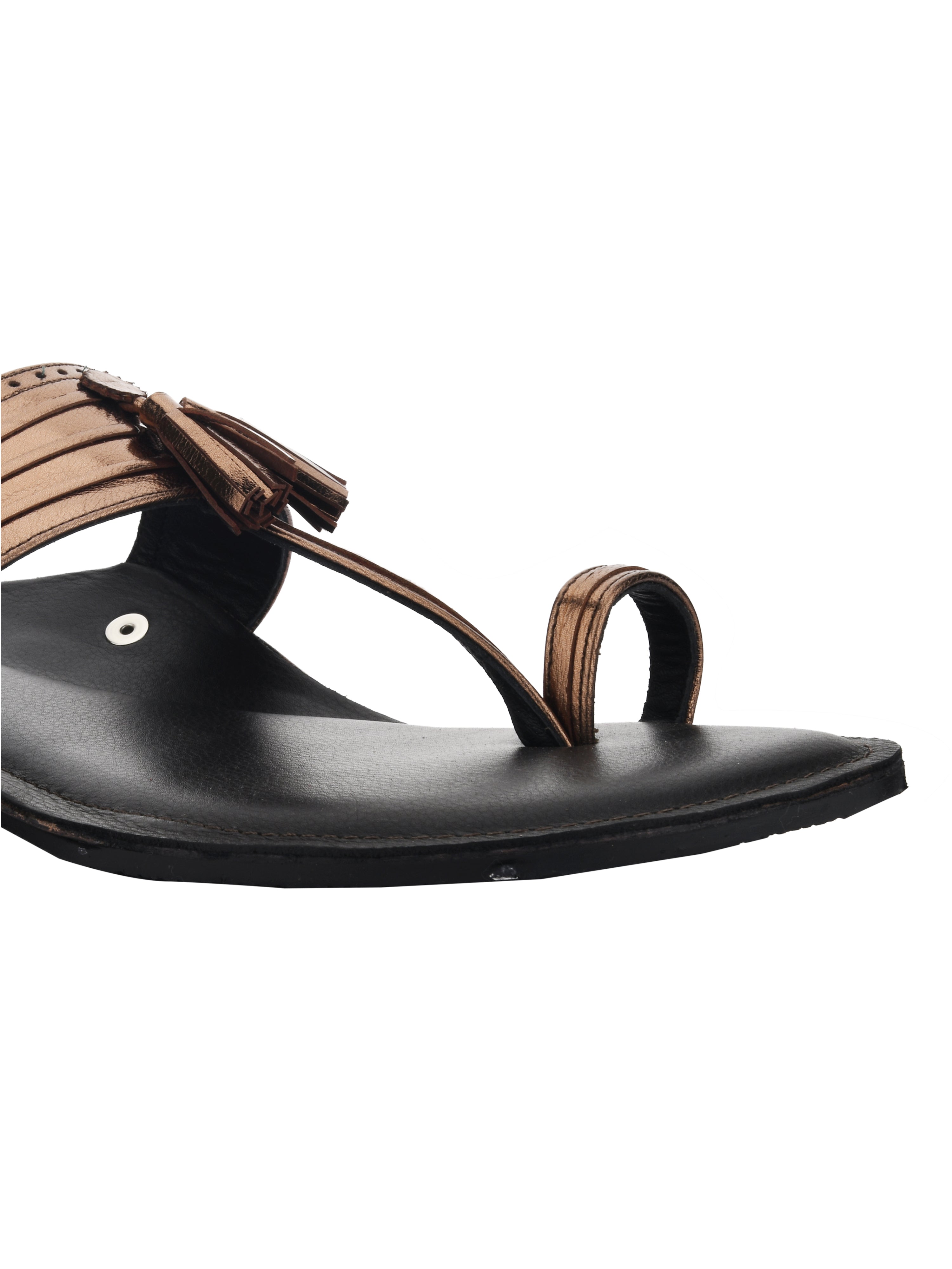 Bronze Kolhapuri Flats Sandals For Women