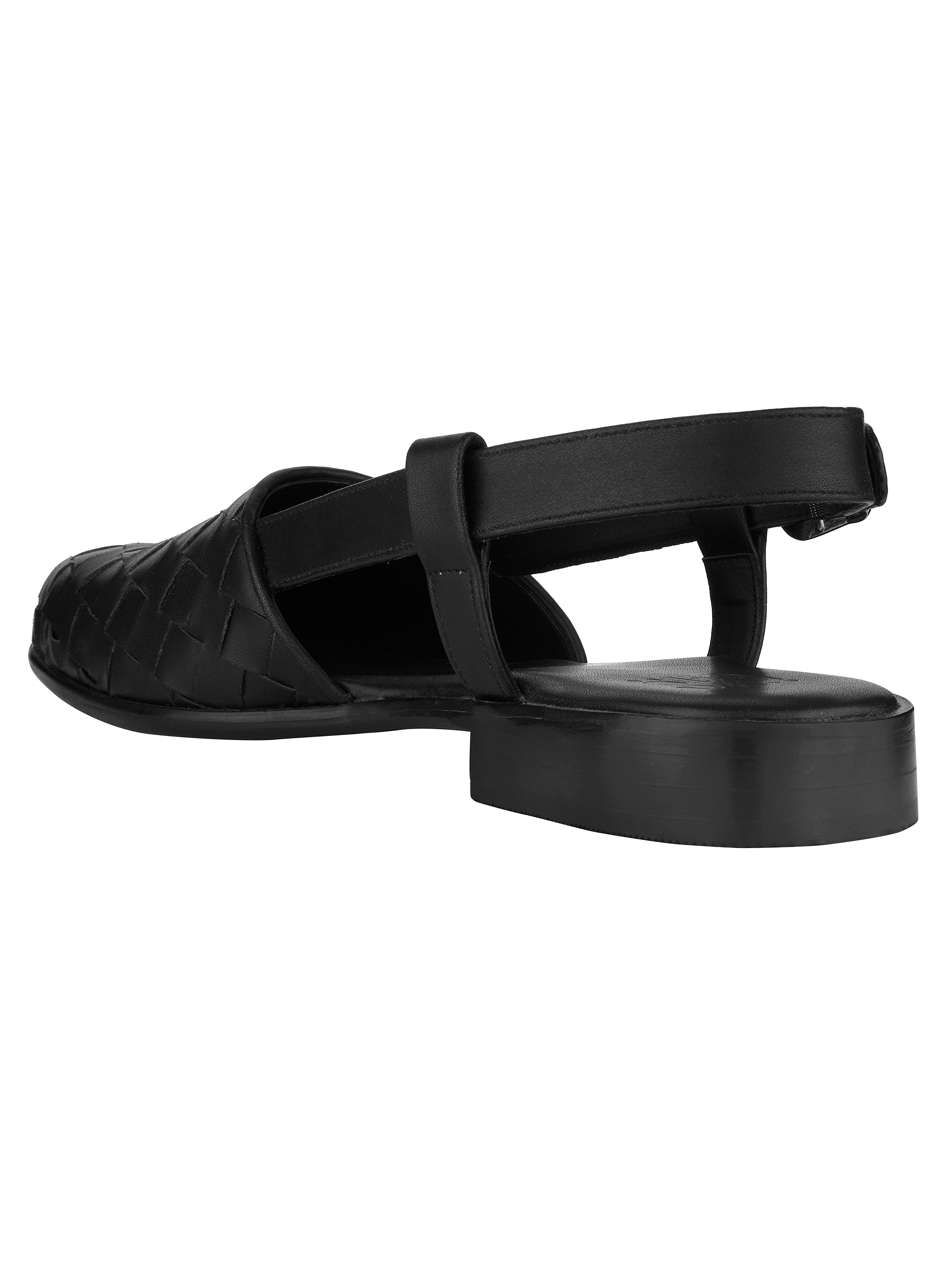 Black Weave Peshawari Sandals For Men