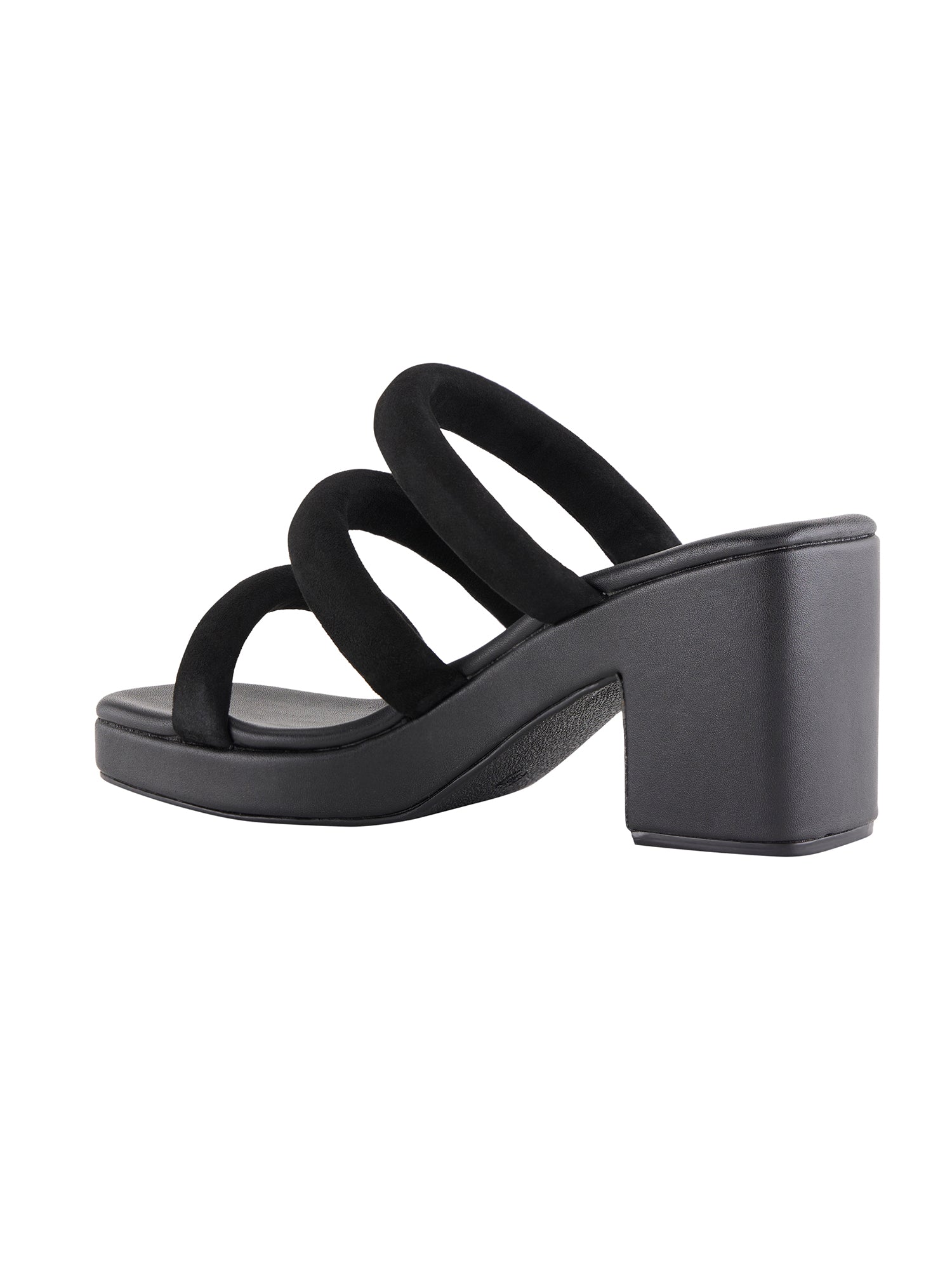 Dijon Black Suede Platform Heels For Women