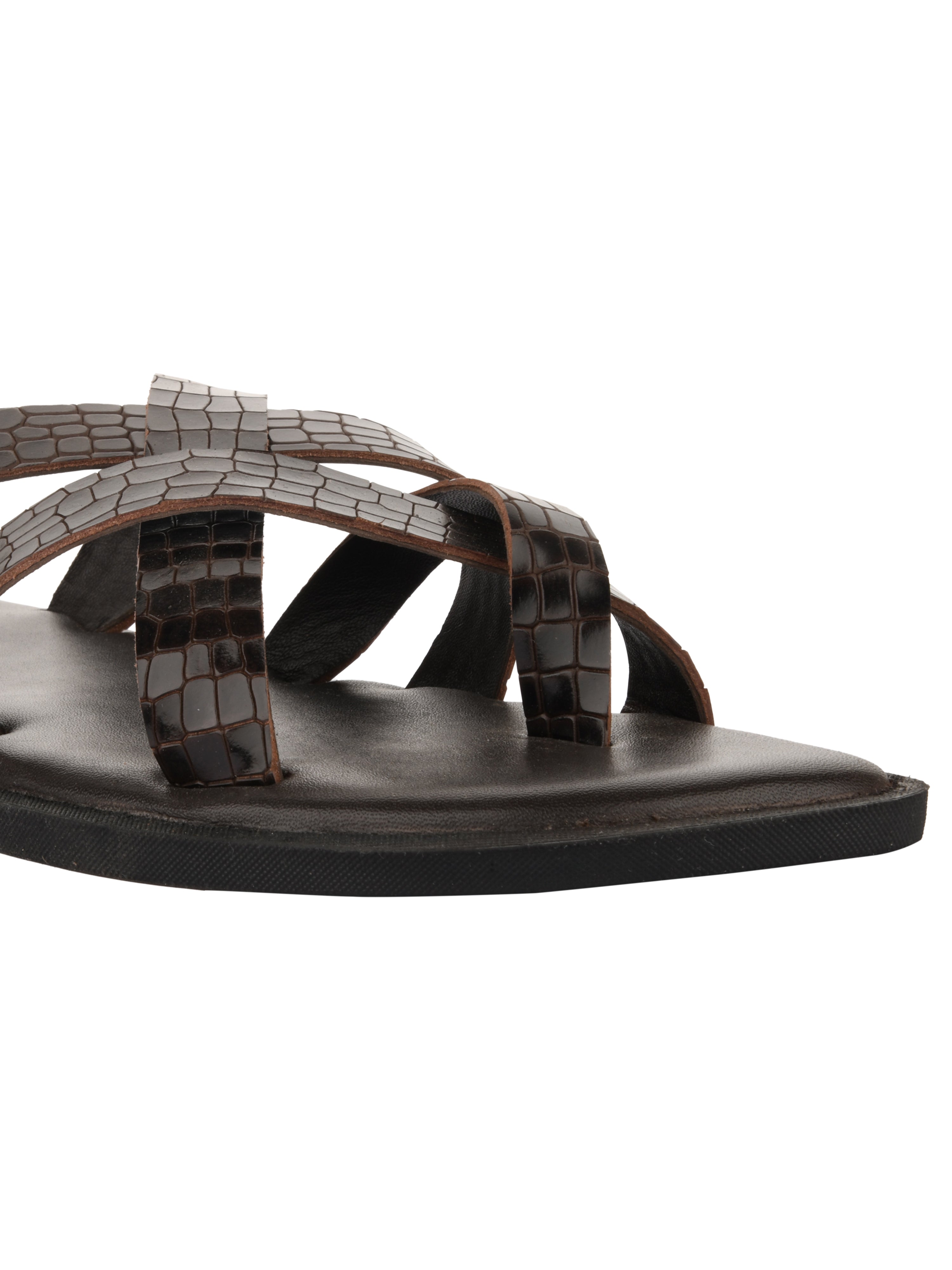Salvadore Brown Croc Slippers For Men