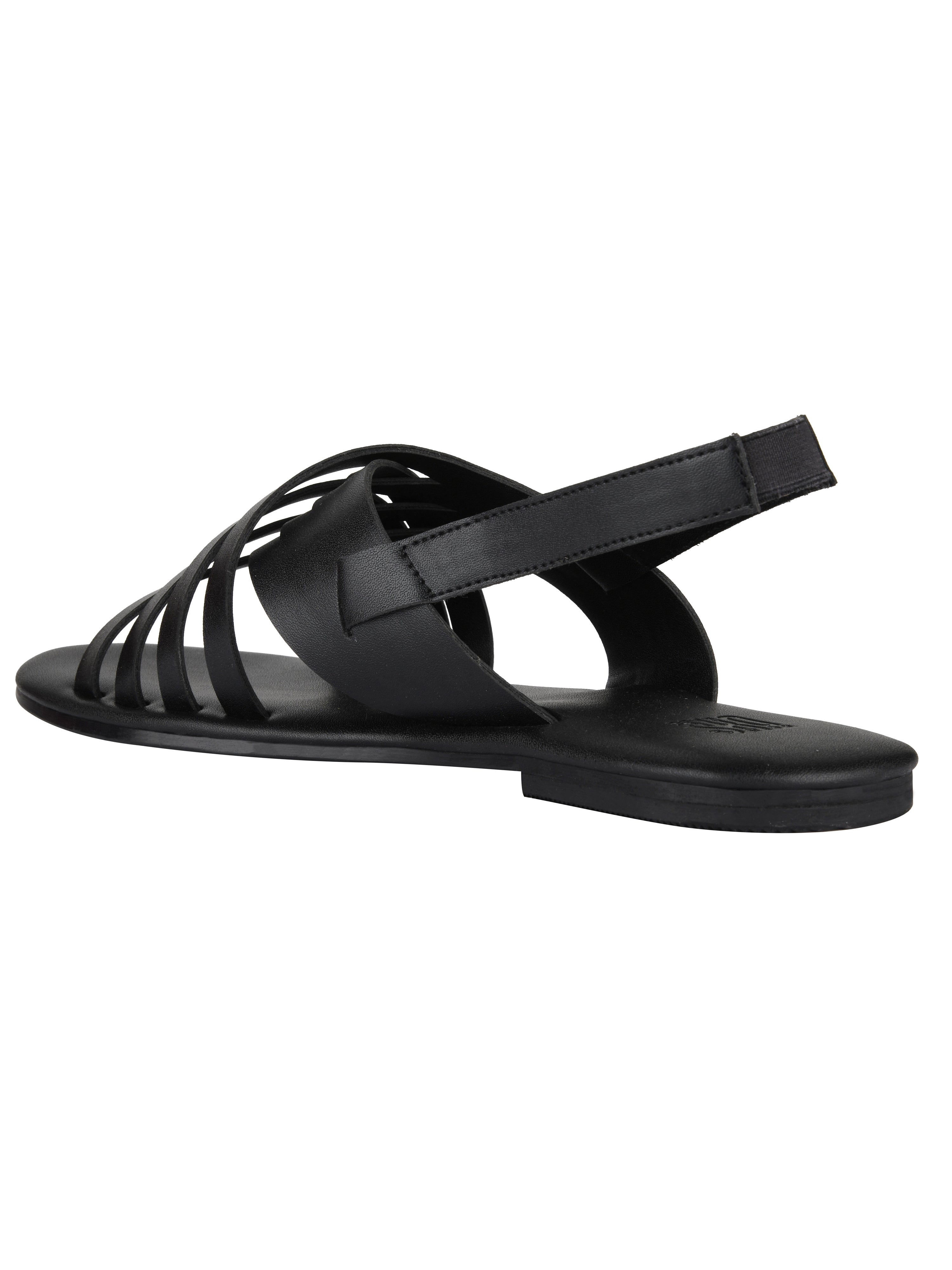 Salerno Black Flat Sandals For Women