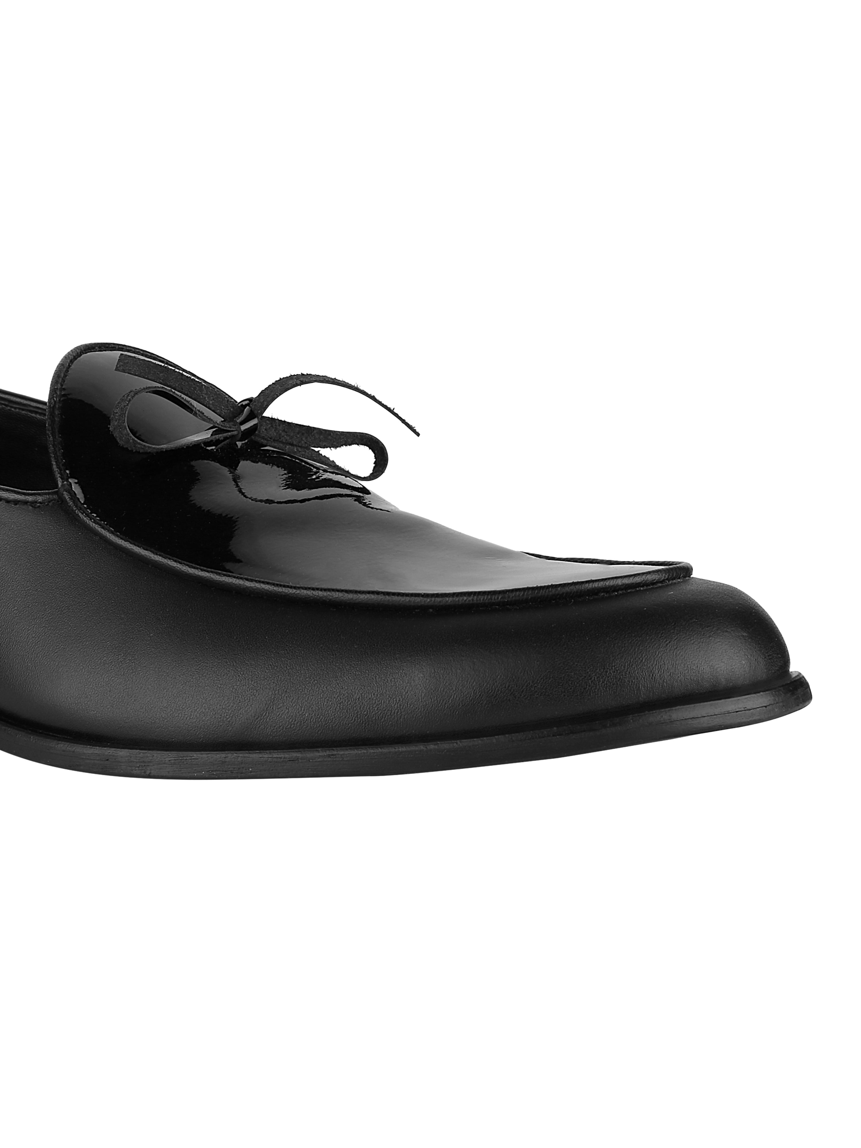 Adam Black Patent Loafers For Men