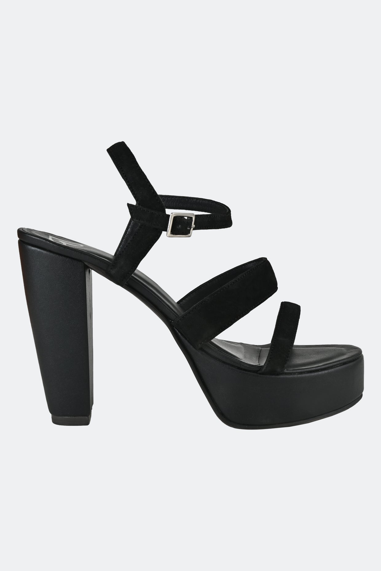 Black Two Strap Platform Heels For Women