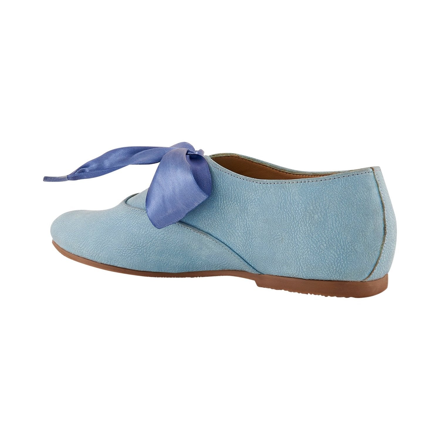 Freya Blue Derby Shoes With Bow Laces For Women
