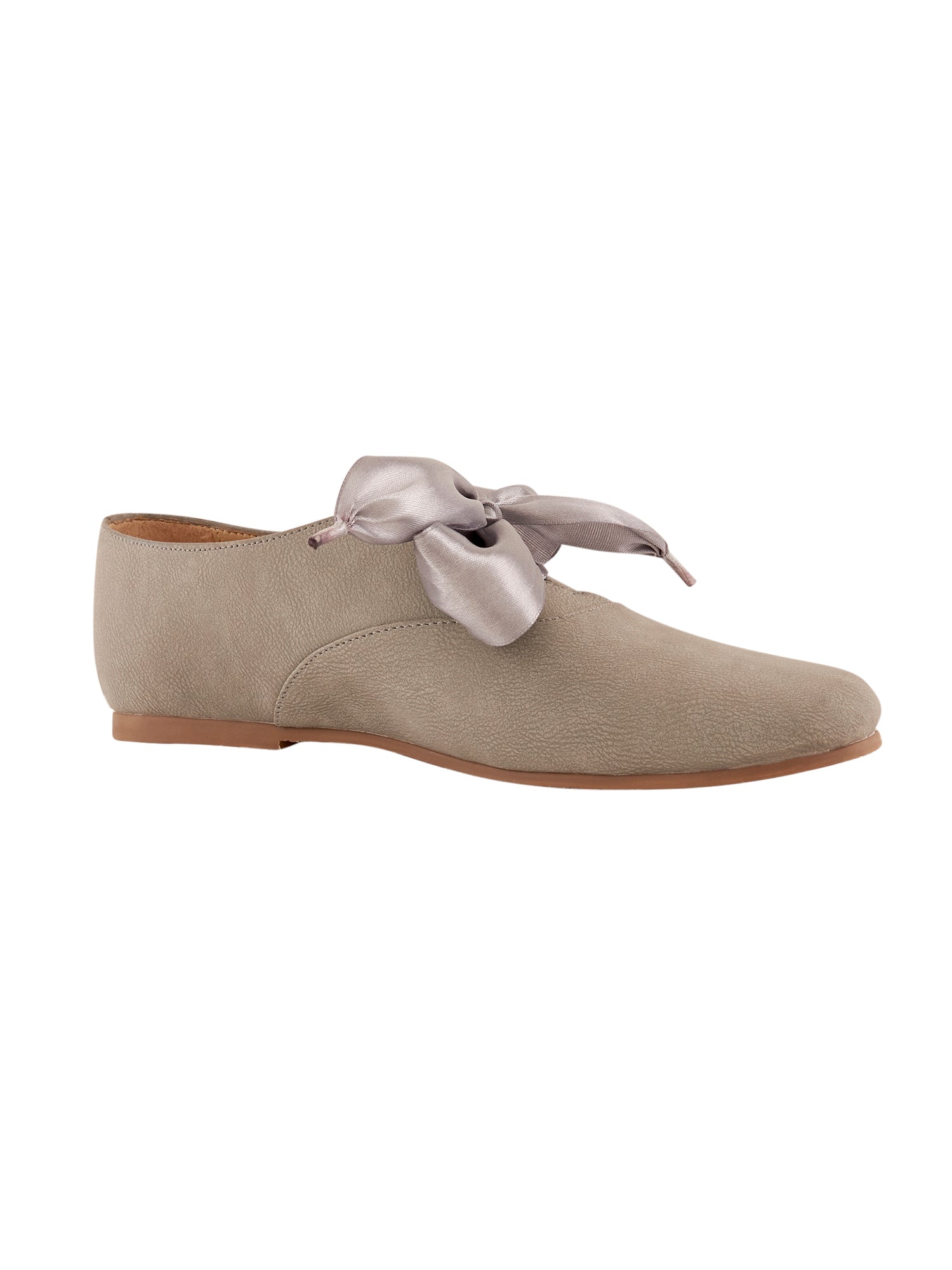 Freya Grey Derby Shoes With Bow Laces For Women