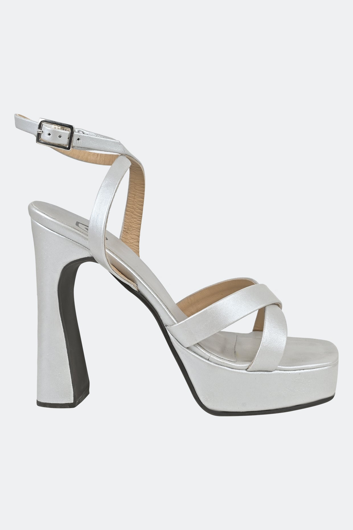 Silver Cross Strap Platform For Women