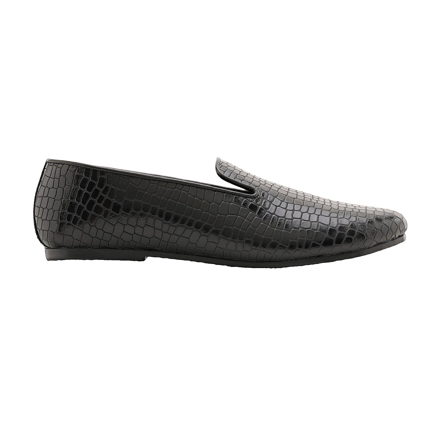 Madison Black Croc Loafers For Women