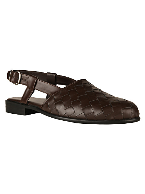 Brown Weave Peshawari Sandals For Men