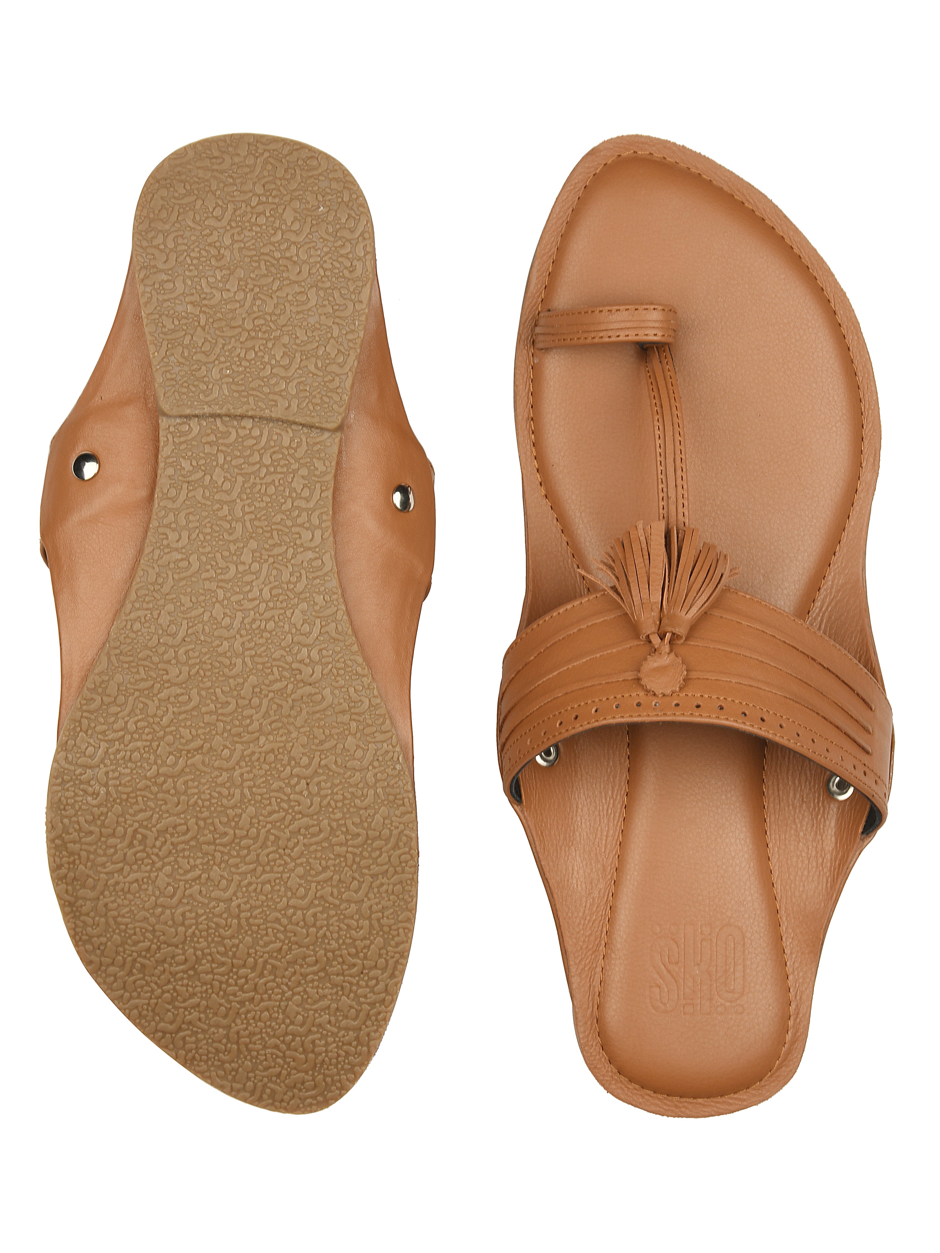 Tan Kolhapuri Slippers For Men