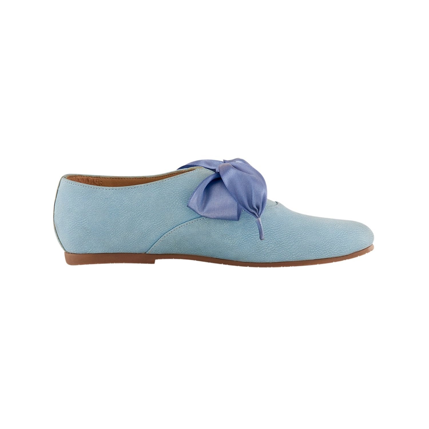 Freya Blue Derby Shoes With Bow Laces For Women